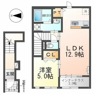 グレース亀城【2階】の間取り