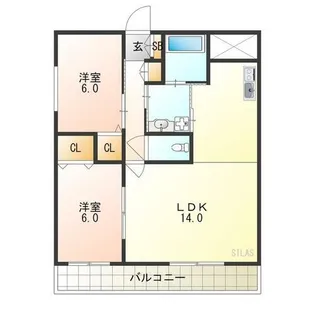 ラシーヌ御崎【6階】の間取り