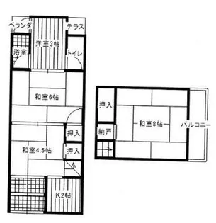 大阪府寝屋川市若葉町【テラスハウス】の間取り