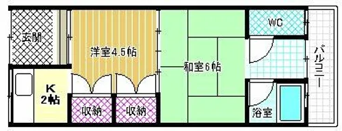 大阪府南河内郡河南町大字大ヶ塚【テラスハウス】の間取り