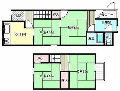 大阪府藤井寺市惣社2丁目【一戸建】の間取り