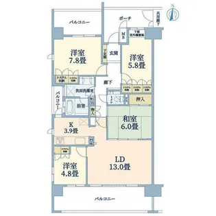 ジオメゾン新千里東町3番館【4階】の間取り