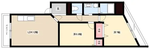 グランドステイ須ヶ口【B-1号室】の間取り