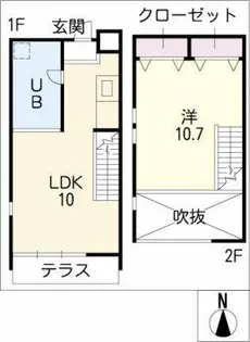 愛知県春日井市如意申町6丁目【テラスハウス】の間取り