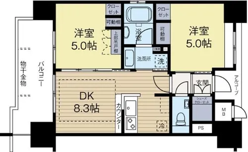 福岡県福岡市東区馬出2丁目【マンション】の間取り