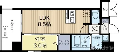 福岡県福岡市博多区千代4丁目【マンション】の間取り