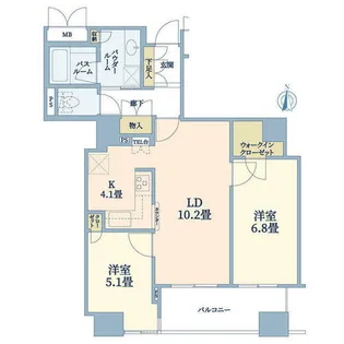 淀屋橋アップルタワーレジデンス【31階】の間取り