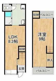 大阪府堺市東区菩提町4丁【テラスハウス】の間取り