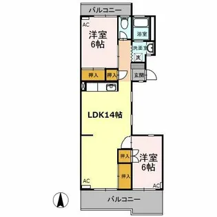 平川ガーデンハイツ【2階】の間取り