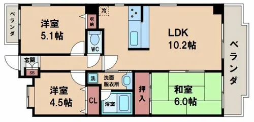 マーレルミノーソ【4階】の間取り