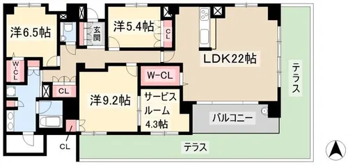レザンドール東山元町【101号室】の間取り