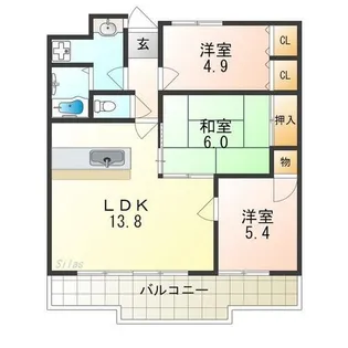 ハウス謙吉【4階】の間取り