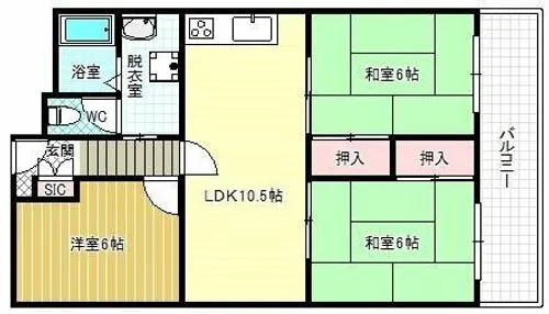 有宏ハイツ【4階】の間取り