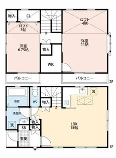 愛知県岡崎市真伝吉祥2丁目【タウンハウス】の間取り