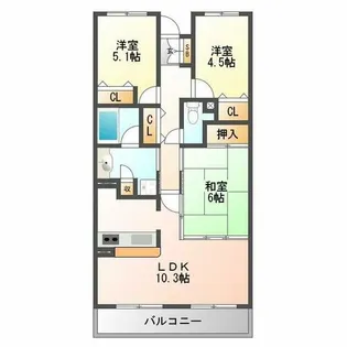 テレーズ神崎川【3階】の間取り