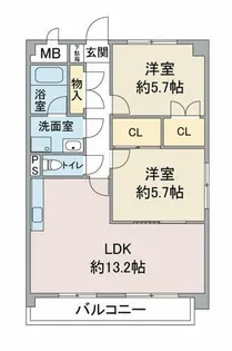 エンドール吉根【2A号室】の間取り