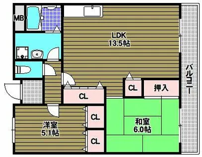 2LDKの間取り画像