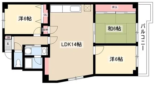 サンメゾン八熊【4階】の間取り