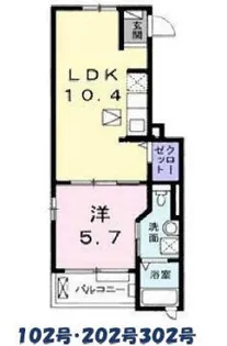 ルミエール ハタ【102号室】の間取り