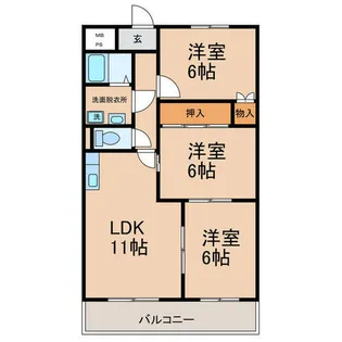 エスポサングレース【3階】の間取り