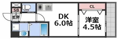 ジュネスシャトー深江橋【4階】の間取り