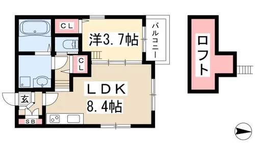 スヴニール伝馬【2階】の間取り