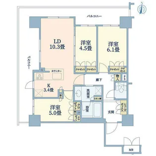 ブランズタワー御堂筋本町【8階】の間取り