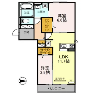ディアコート萱振【3階】の間取り