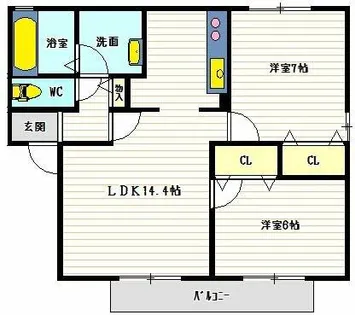 キングスコートB【203号室】の間取り