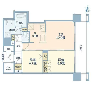 ブランズタワー梅田North【12階】の間取り