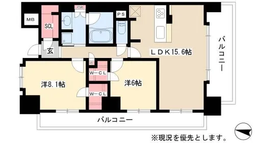 ロイヤルパークスERささしま【10階】の間取り