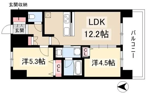 プレサンスジェネ栄【0702号室】の間取り