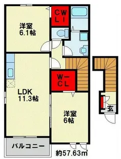 コンフォート八幡Ⅱ【202号室】の間取り