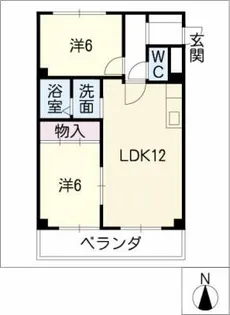 サンハイツ極楽【1階】の間取り