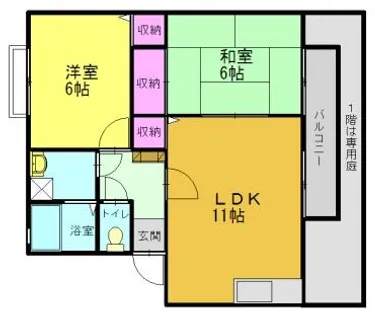 プラムスクエアⅠ【203号室】の間取り