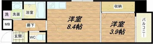 オルフェア上本町Ⅶ番館【2階】の間取り