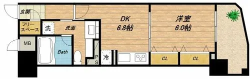 ノステルコート夕陽丘【6階】の間取り