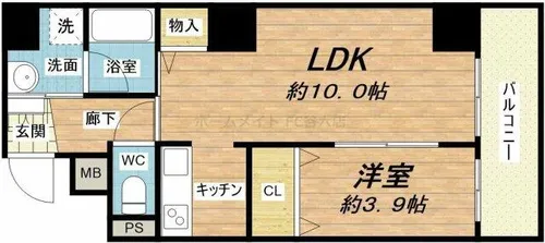 アーベル更紗北堀江【6階】の間取り
