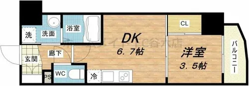 SERENiTE堺筋本町SUD【14階】の間取り