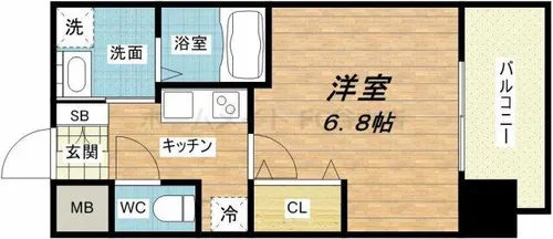 レジュールアッシュ玉造【10階】の間取り