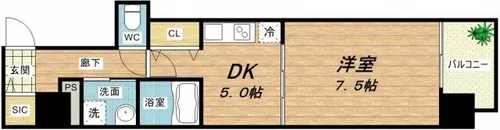 プレサンス堺筋本町駅前【14階】の間取り