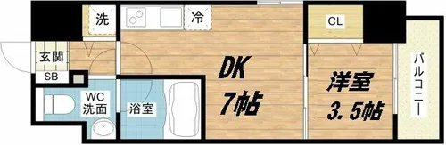1DKの間取り画像