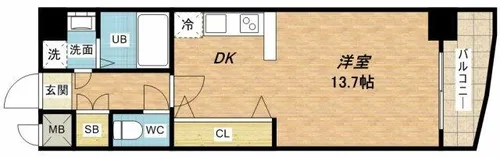 セレッソコート上本町EAST【7階】の間取り