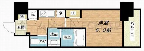 ファーストフィオーレ難波南パークサイド【7階】の間取り