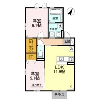 JIN/輝B棟【B103号室】の間取り