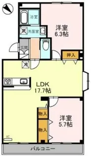 コスモ二色浜3【303号室】の間取り