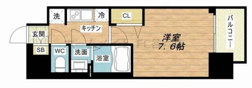 プレサンス難波フィールド【13階】の間取り