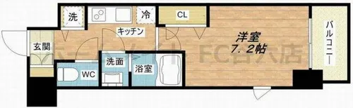 プランドール北浜【14階】の間取り