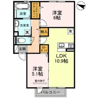 クレアB棟【B103号室】の間取り