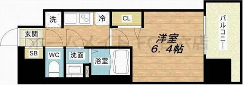 プレサンス梅田ヴェルテ【6階】の間取り